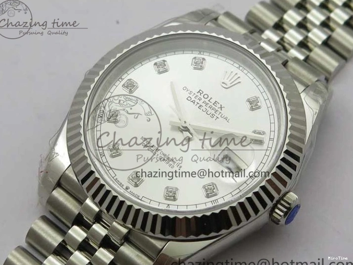 MiroTime 0327 DateJust 41MM 126334 904L SS VRF 1:1 Best Edition Silver Dial Crystals Markers on SS Jubilee Bracelet A FashionForward 2907